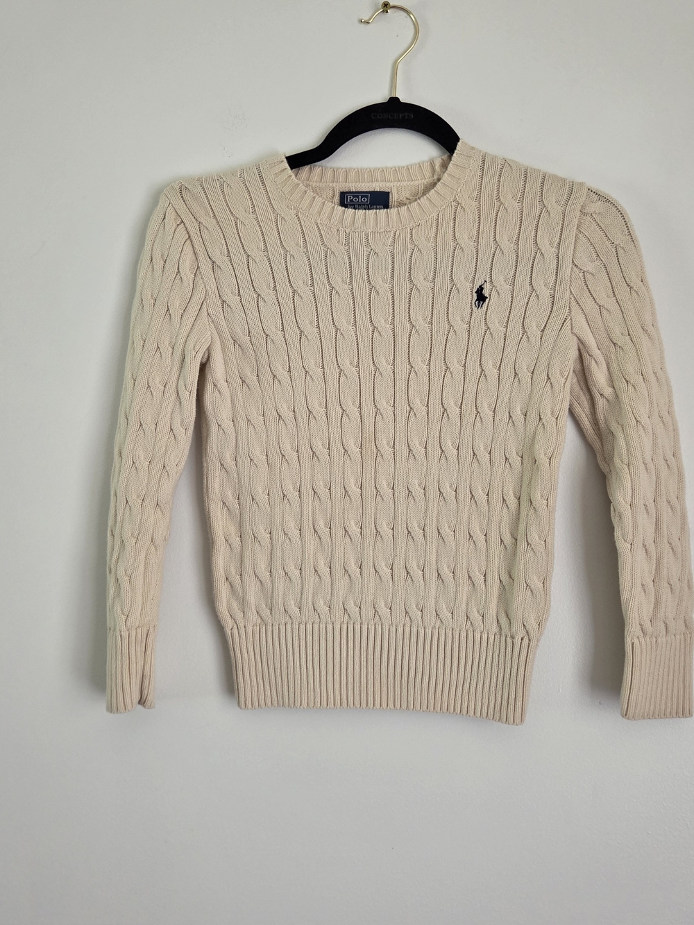 Polo by Ralph Lauren Cream Cable-Knit Crewneck Sweater